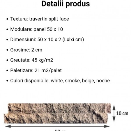 Piatră decorativă cu textură travertin panelat - Split Face